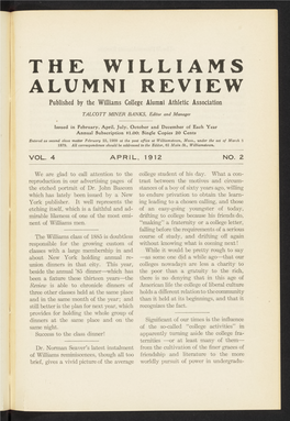 THE WILLIAMS ALUMNI REVIEW Published by the Williams College Alumni Athletic Association