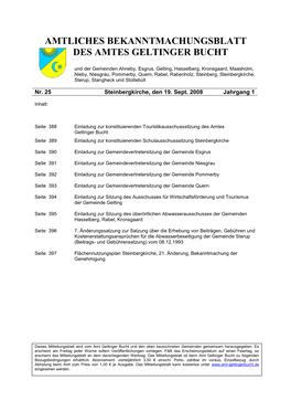 Amtliches Bekanntmachungsblatt Des Amtes Geltinger Bucht