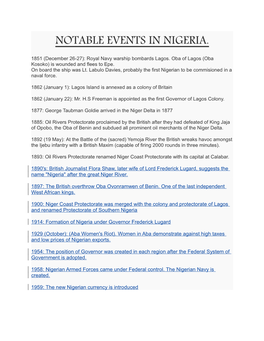 Notable Events in Nigeria