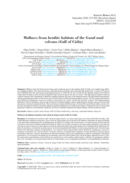 Molluscs from Benthic Habitats of the Gazul Mud Volcano (Gulf of Cádiz)