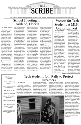 Success for Tech Students at MLK Oratorical Fest Tech Students Join Rally to Protect Dreamers School Shooting in Parkland, Flori