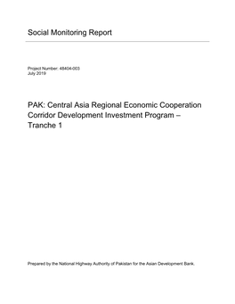 Central Asia Regional Economic Cooperation Corridor Development Investment Program – Tranche 1