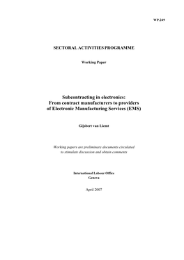 Subcontracting in Electronics: from Contract Manufacturers to Providers of Electronic Manufacturing Services (EMS)