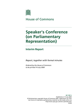 Speaker's Conference (On Parliamentary Representation)