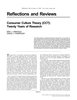 Consumer Culture Theory (CCT): Twenty Years of Research