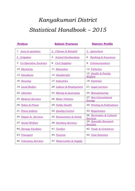 Kanyakumari District Statistical Handbook – 2015