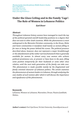 The Role of Women in Lebanese Politics Eyal Zisser