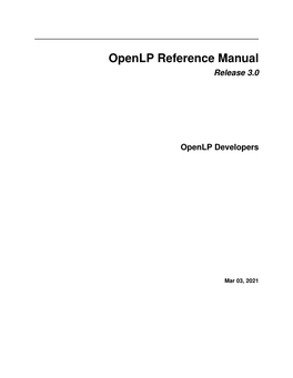 Openlp Reference Manual Release 3.0