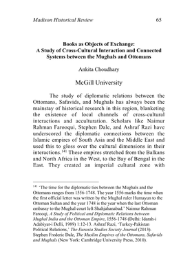 A Study of Cross-Cultural Interaction and Connected Systems Between the Mughals and Ottomans
