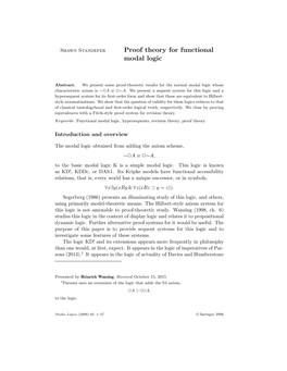 Proof Theory for Functional Modal Logic