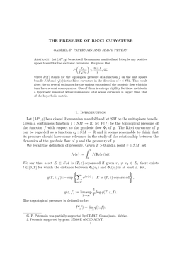 The Pressure of Ricci Curvature