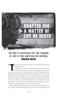 Chapter One: a Matter of Life Or Death