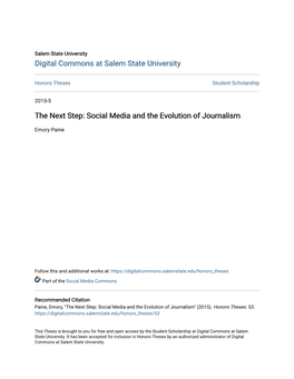 Social Media and the Evolution of Journalism