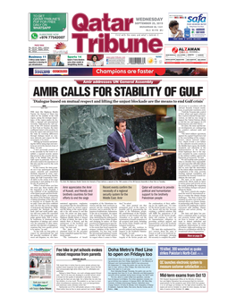 Amir Calls for Stability of Gulf