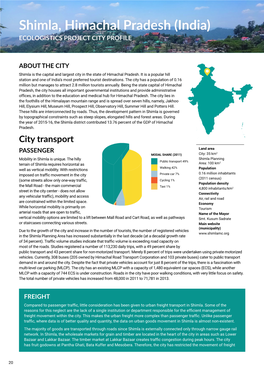 Shimla, Himachal Pradesh (India) ECOLOGISTICS PROJECT CITY PROFILE