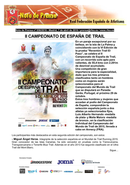 Ii Campeonato De España De Trail