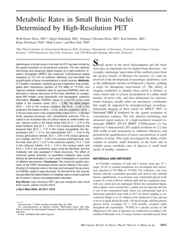 Metabolic Rates in Small Brain Nuclei Determined by High-Resolution PET