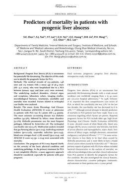 Predictors of Mortality in Patients with Pyogenic Liver Abscess