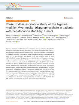 Phase Ib Dose-Escalation Study of the Hypoxia-Modifier Myo-Inositol