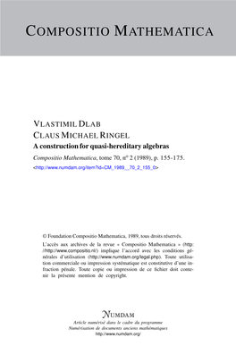 A Construction for Quasi-Hereditary Algebras Compositio Mathematica, Tome 70, No 2 (1989), P