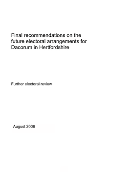 Final Recommendations on the Future Electoral Arrangements for Dacorum in Hertfordshire