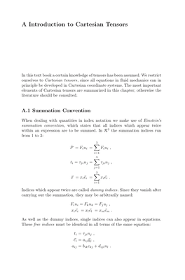 A Introduction to Cartesian Tensors