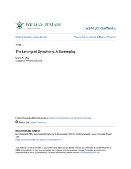The Leningrad Symphony: a Screenplay