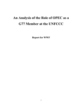 An Analysis of the Role of OPEC As a G77 Member at the UNFCCC