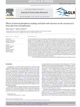 Effects of Internal Phosphorus Loadings and Food-Web Structure on the Recovery of a Deep Lake from Eutrophication