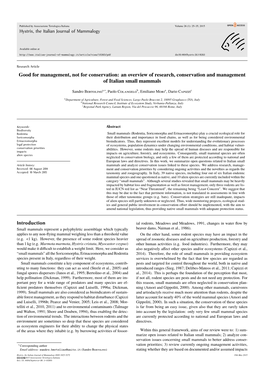Good for Management, Not for Conservation: an Overview of Research, Conservation and Management of Italian Small Mammals