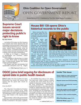 Winter/Spring 2019 • Published by the Ohio News Media Foundation