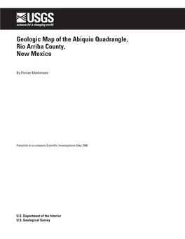 Geologic Map of the Abiquiu Quadrangle, Rio Arriba County, New Mexico