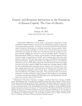 Genetic and Economic Interaction in the Formation of Human Capital: the Case of Obesity