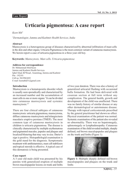 Urticaria Pigmentosa: a Case Report