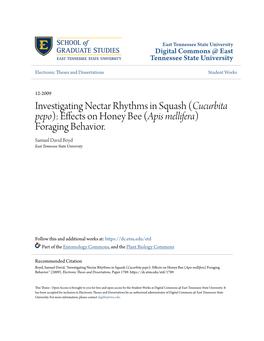 Investigating Nectar Rhythms in Squash (<Em>Cucurbita Pepo</Em