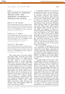 New Records of Psomophis Obtusus (Cope, 1863)