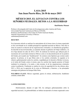 LASA-2015 San Juan Puerto Rico, 26-30 De Mayo 2015 MÉXICO 2015