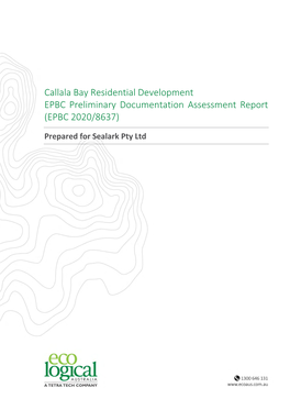 Callala Bay Residential Development EPBC Preliminary Documentation Assessment Report (EPBC 2020/8637)