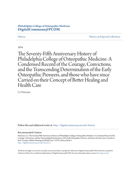 The Seventy-Fifth Anniversary History of Philadelphia College Of