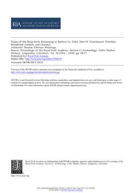 Types of the Ring-Forts Remaining in Eastern Co. Clare. Part IV