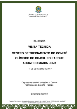 Relatório Da Visita Técnica Ao Parque Aquático Maria Lenk