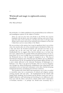 Witchcraft and Magic in Eighteenth-Century Scotland