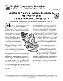 Freshwater Snail Biodiversity and Conservation Paul D