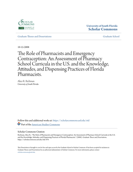 The Role of Pharmacists and Emergency Contraception: an Assessment of Pharmacy School Curricula in the U.S. and the Knowledge, A