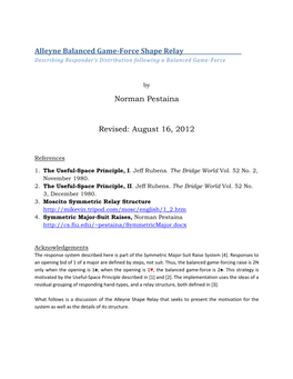 Alleyne Balanced Game-Force Shape Relay Norman Pestaina Revised