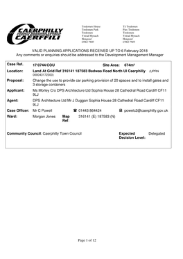 Page 1 of 12 VALID PLANNING APPLICATIONS RECEIVED up TO