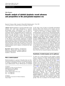 Genetic Analysis of Skeletal Dysplasia: Recent Advances and Perspectives in the Post-Genome-Sequence Era