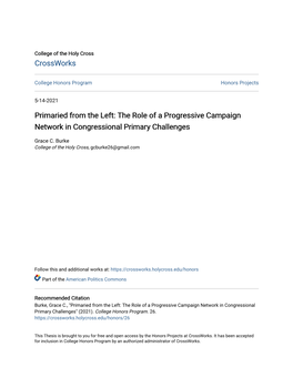 The Role of a Progressive Campaign Network in Congressional Primary Challenges