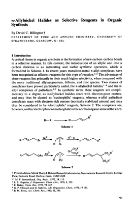 X-Allylnickel Halides As Selective Reagents in Organic Synthesis