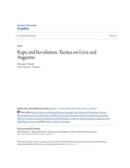 Rape and Revolution: Tacitus on Livia and Augustus Thomas E